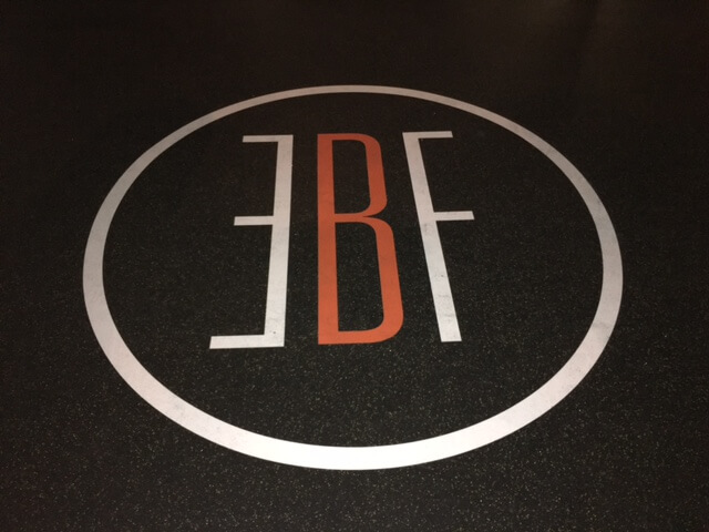 Custom logo special for rubber flooring and weightlifting platforms.