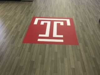 Rolled vinyl flooring custom logos